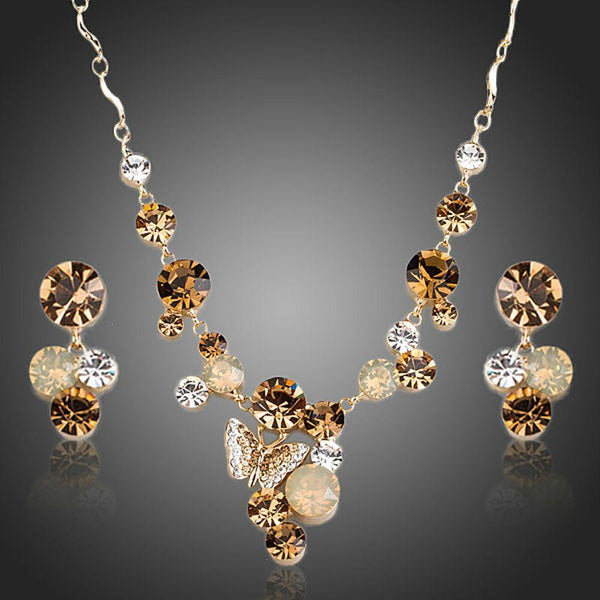 Khaista sparkling baby butterfly pendant necklace drop earrings set