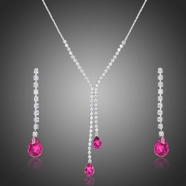 Khaista sparkling red Austrian crystal jewellery set on white background