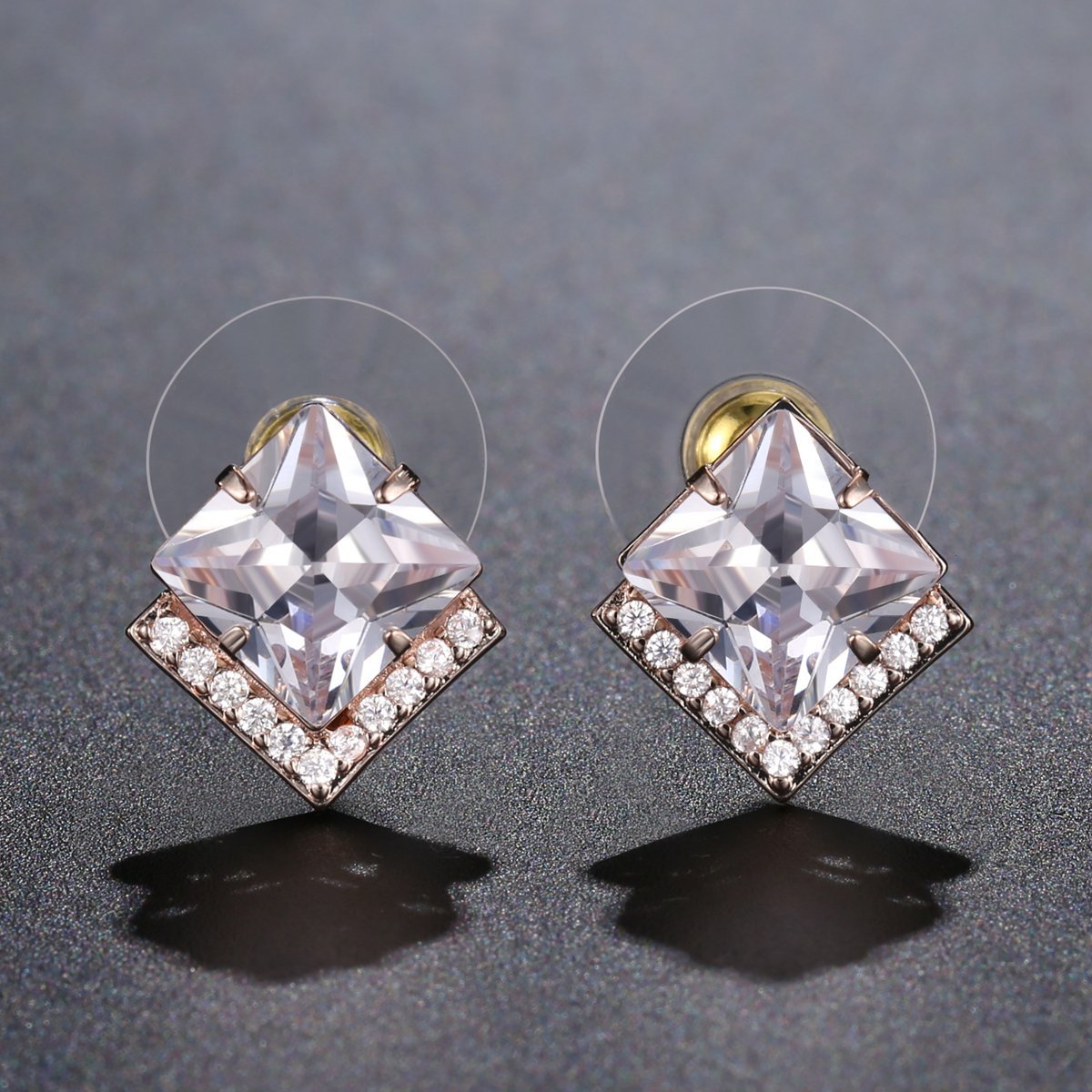khaista square cut cubic zirconia stud earrings kpe0316 image 4