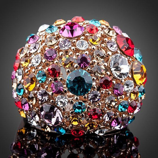 Premium luxury multicolor crystal star ring design displayed on a clean white background
