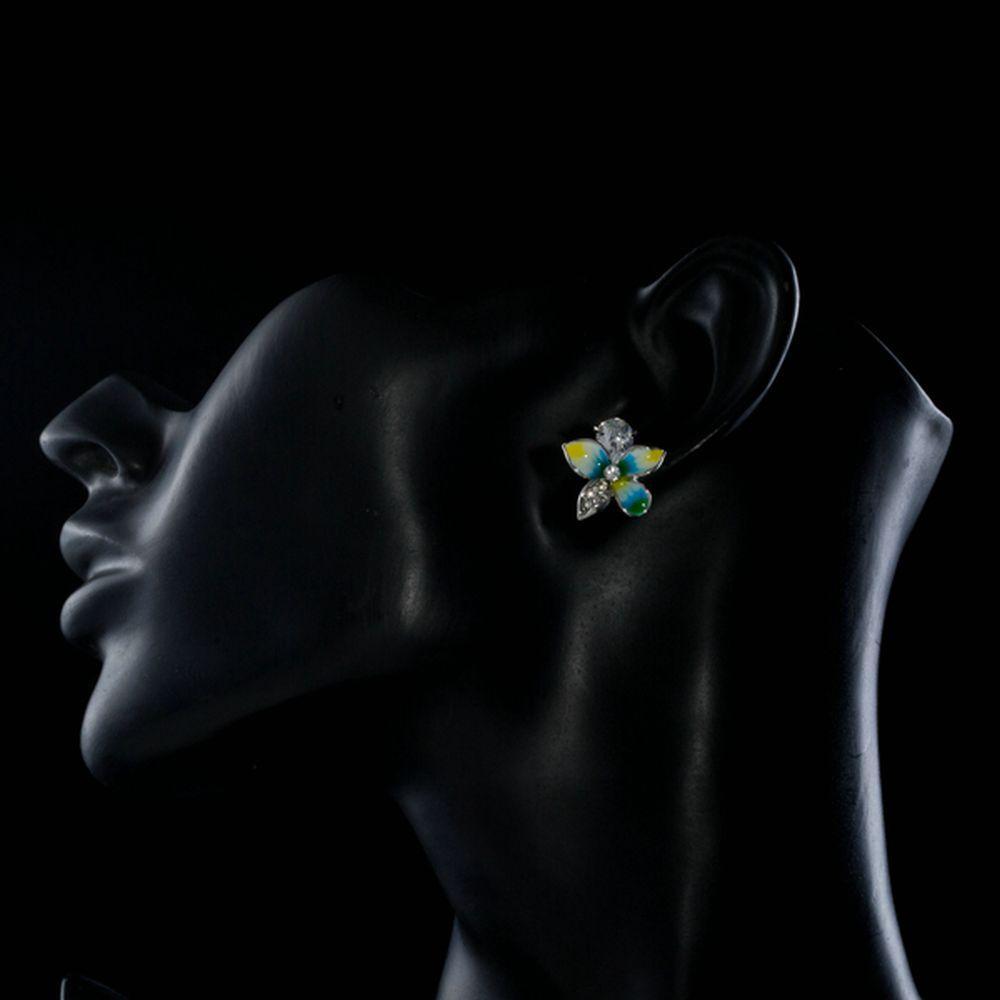 khaista summer flower cubic zirconia stud earrings me0249 image 4