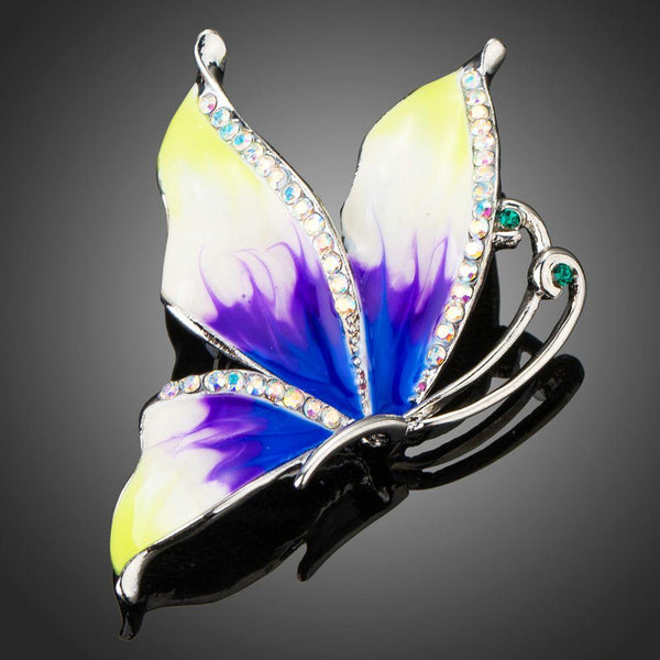 Khaista white gold rhinestone paved leaf brooch on white background