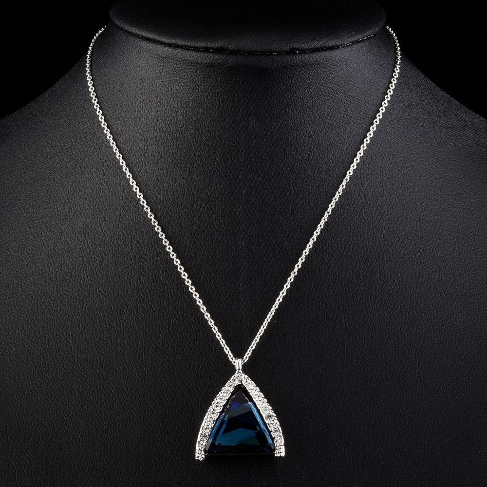khaista triangle cut blue austrian crystals stone pendant necklace prn0238 image 4