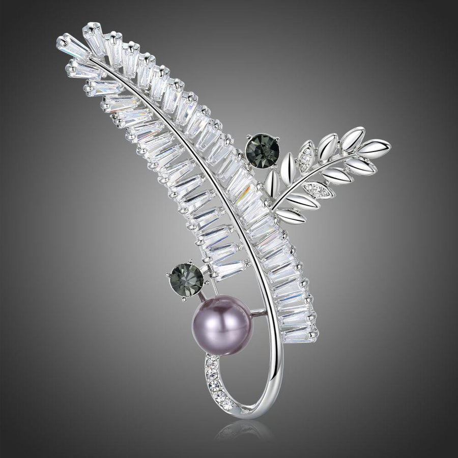 Khaista vintage leaf branch brooch on white background