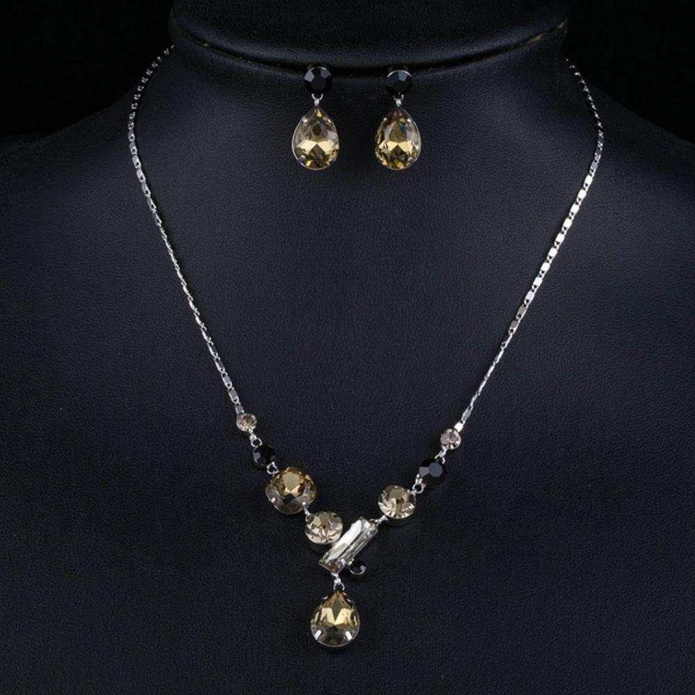khaista water drop earrings chain pendant necklace set mjg0195 image 4