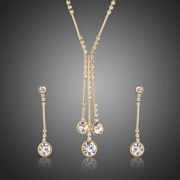 Khaista clear Austrian crystal waterdrop party necklace drop earrings set
