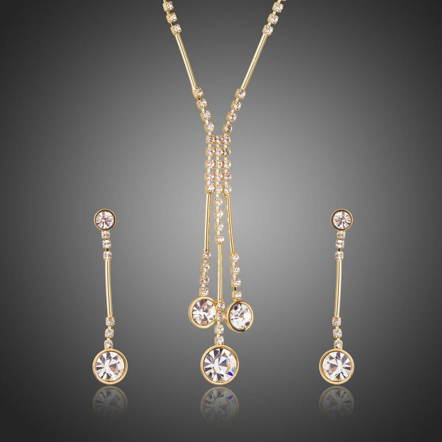 Khaista clear Austrian crystal waterdrop party necklace drop earrings set