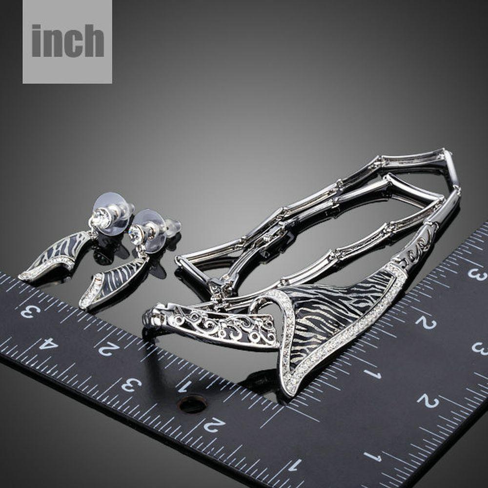 khaista zebra drop earrings pendant necklace set kj0179 image 4