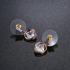 Rose Gold Color Drop Earrings -KPE0341