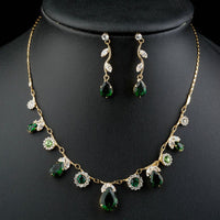 Close-up of green cubic zirconia stones on Khaista set