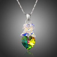 KHAISTA crystal heart pendant necklace on white background