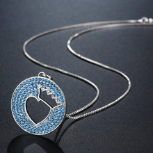 Load image into Gallery viewer, Light Blue Crown Love Heart Necklace KPN0272
