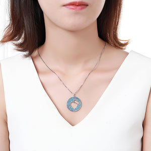 Light Blue Crown Love Heart Necklace KPN0272