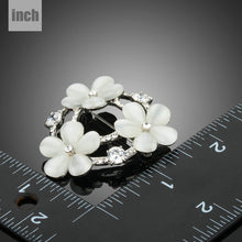 Load image into Gallery viewer, Clear Zircon CZ Crystal Flower Brooch Pin

