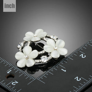 Clear Zircon CZ Crystal Flower Brooch Pin