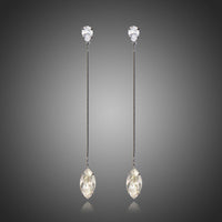 KHAISTA AAA CZ marquise dangle earrings on white background