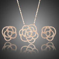 Khaista AAA CZ floral stud earrings pendant necklace set
