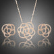 AAA Cubic Zirconia Floral Stud Earrings and Pendant Necklace Set