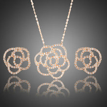 Load image into Gallery viewer, AAA CZ Flower Stud Earrings and Pendant Necklace Set - KHAISTA Fashion Jewellery
