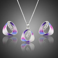 Khaista acrylic art painted stud earrings pendant set