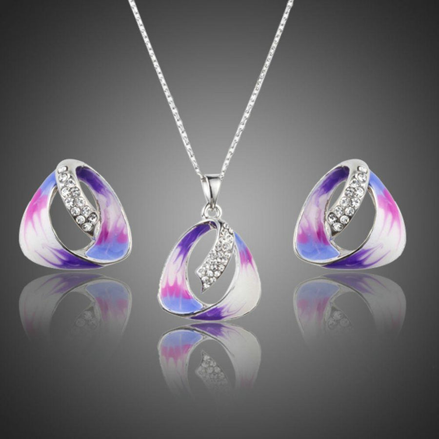 Khaista acrylic art painted stud earrings pendant set