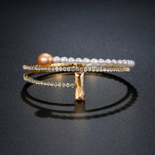 Load image into Gallery viewer, Adjustable Bangle - Champagne Pearl Bracelet KHAISTA
