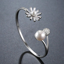 Load image into Gallery viewer, Flower Bracelet Pearl Bangle Adjustable - KHAISTA
