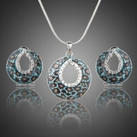 Khaista animal print crystal clip earrings pendant set
