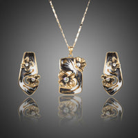 Khaista artistic black crystal stud earrings pendant set