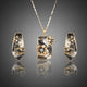 Artistic Black Crystal Stud Earrings and Pendant Necklace Set