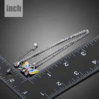 Pendant detail on KHAISTA artistic crystal butterfly pendant necklace