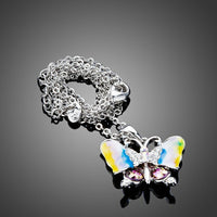 Close up detail of KHAISTA artistic crystal butterfly pendant necklace