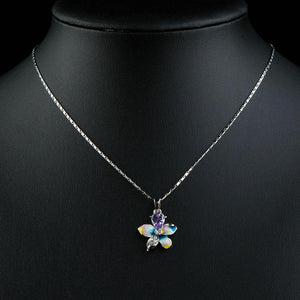 Artistic Cubic Zirconia Flower Necklace -KJN0190 - KHAISTA