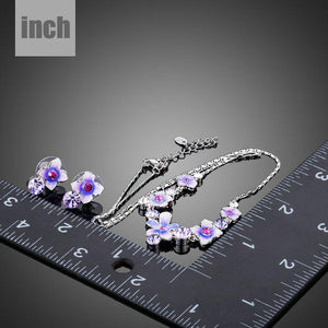 Artistic Flower Stud Earrings and Pendant Necklace Jewelry Set - KHAISTA Fashion Jewellery