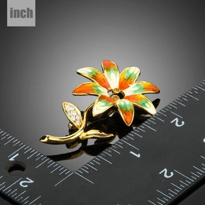 Artistic Golden Flower Pin Brooch - KHAISTA Fashion Jewellery