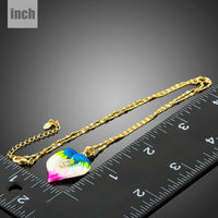 Pendant detail on KHAISTA artistic crystal heart pendant necklace