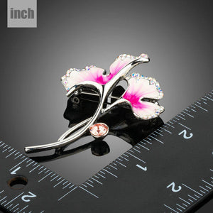 Artistic Hot Pink Crystal Flower Brooch Pin - KHAISTA Fashion Jewellery
