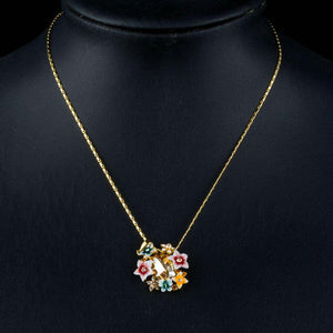 Artistic Multicolour Flower Necklace KPN0174 - KHAISTA Fashion Jewellery