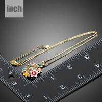 Pendant detail on KHAISTA artistic multicolour flower crystal necklace