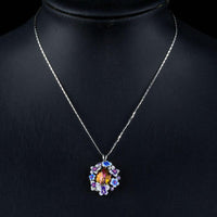 Close up detail of KHAISTA artistic multicolour Stellux Austrian necklace