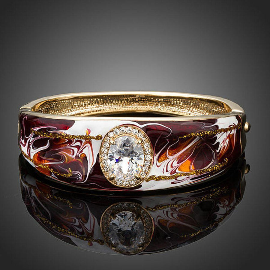 KHAISTA artistic oval crystal bangle on white background