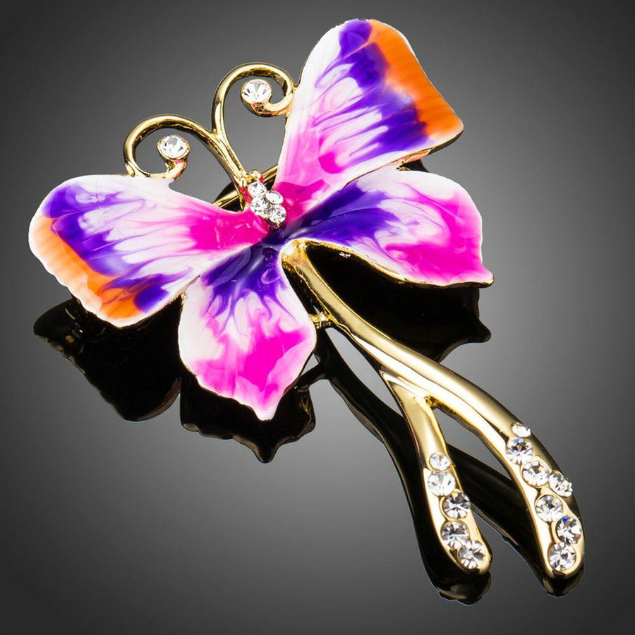 Khaista rhinestone butterfly brooch pin on white background