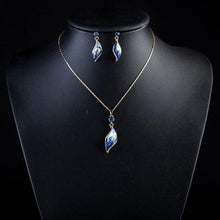 Load image into Gallery viewer, Artistic Sky Blue Jewellery Set (Drop Earrings + Necklace) - KHAISTA Fashion Jewellery
