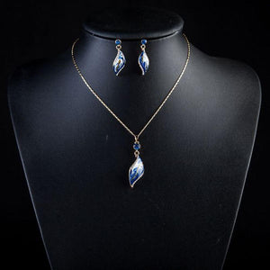 Artistic Sky Blue Jewellery Set (Drop Earrings + Necklace) - KHAISTA Fashion Jewellery