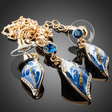 Load image into Gallery viewer, Artistic Sky Blue Jewellery Set (Drop Earrings + Necklace) - KHAISTA Fashion Jewellery

