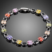KHAISTA artistic CZ toggle bracelet on white background