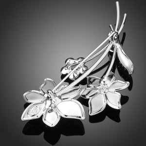 Artistic White Gold Violet Flower Brooch Pin - KHAISTA Fashion Jewellery