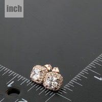 Austrian crystal rectangle stud earrings detail view by KHAISTA