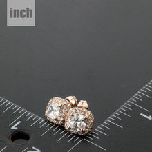 Load image into Gallery viewer, Austrian Crystal Rectangle Stud Earrings -KPE0077 - KHAISTA Fashion Jewellery

