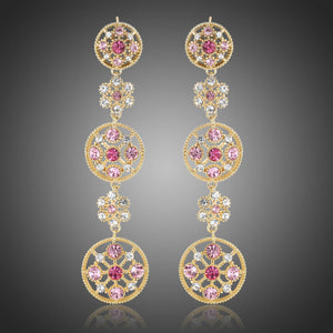 Austrian Crystals Long Drop Earrings -KPE0391 - KHAISTA Fashion Jewellery